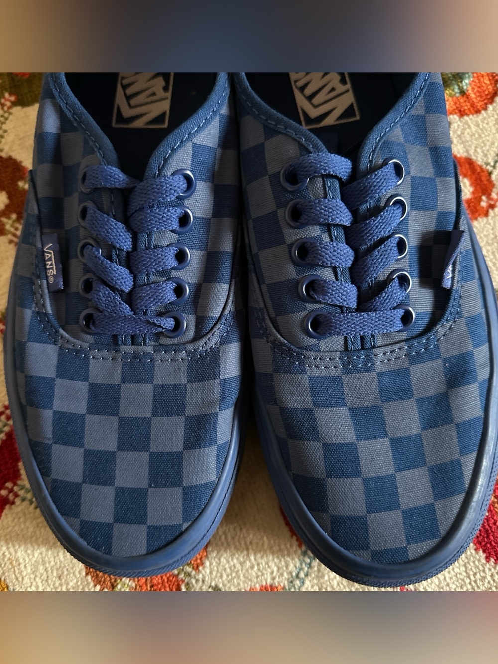 Vans Blue on Blue Checkerboard Authentic  Sneakers W8.5